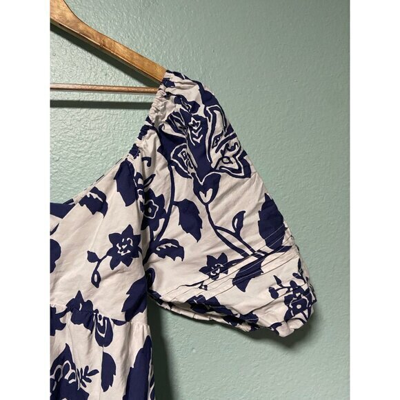 eShakti Women's Cutout Back Floral Print Cotton Poplin Empire Tiered Dress - Picture 5 of 11